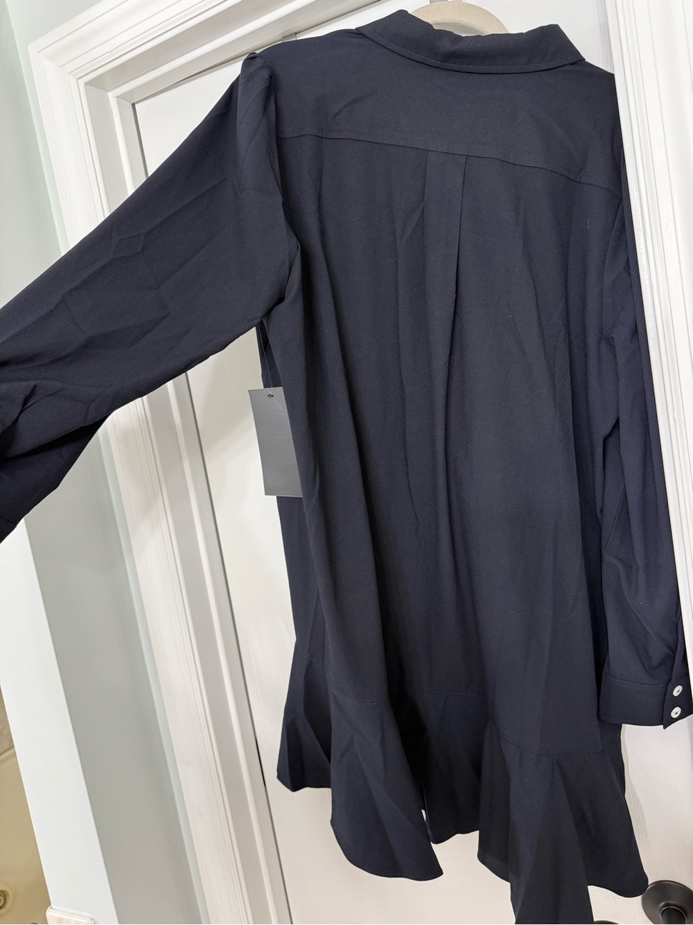 Tuckernuck Navy Ruffle-Hem Button Front Dress - Picture 4 of 5